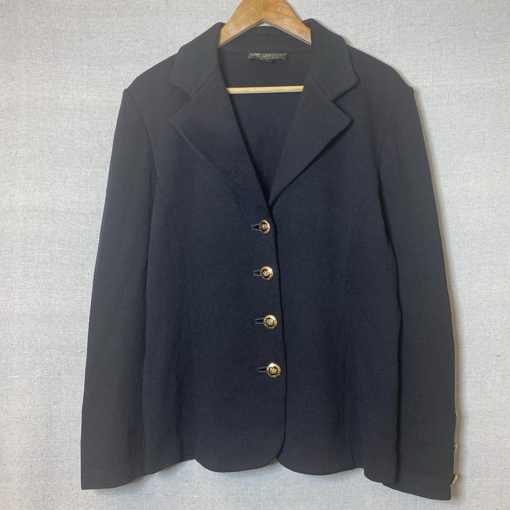 St John Basics Women’s Button Down Blazer Jacket